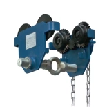 Wózek do podwieszania i przesuwania wyciągarek po dwuteowniku (udźwig: 3 T, szerokość profilu: 160-305 mm, wysokość manewrowa łańcucha: 4 m) 33983289