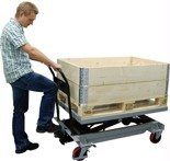 Ruchomy stół podnośny ręczny (udźwig: 500 kg, wymiary platformy: 1200x800 mm, wysokość podnoszenia min/max: 370-1190 mm) 310556