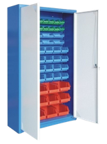 Szafa magazynowa z pojemnikami do drobnych elementów, 2 drzwi (wymiary: 1800x1000x390 mm) 00853849