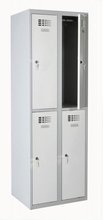 GOREK Szafa szafka bhp socjalna ubraniowa 4 komory, kolor: RAL7035 (jasnoszary) (wymiary: 1800x600x500 mm) 09276044
