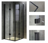 Kabina prysznicowa 80x80 szkło 6mm kwadrat czarna 23178187